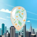 money balloon with a city background Royalty Free Stock Photo