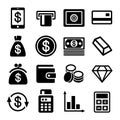 Money and bank icon set Royalty Free Stock Photo