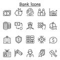 Money & banking icon set in thin line style