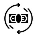 Money banknote circle arrows glyph icon vector illustration