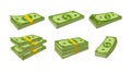 Money banknotes cartoon set packing bundles vector