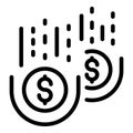 Money bankrupt icon, outline style Royalty Free Stock Photo