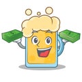 With money beer character cartoon style