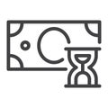 Money bill and hourglass line icon