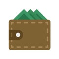 Money Bills in the Wallet Icon Symbol Illustration in Flat and Modern Style