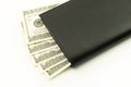 Money in black purse. One hundred bills. Cash, fan of dollars Royalty Free Stock Photo