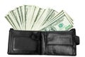 Money with black wallet Royalty Free Stock Photo