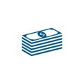 Money Blue Icon On White Background. Blue Flat Style Vector Illustration