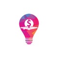 Money Book bulb shape Icon Logo Design Element.