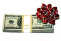 Money with a bow as a gift Royalty Free Stock Photo