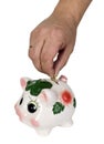 Money box and hand of man Royalty Free Stock Photo