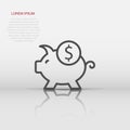 Money box icon in flat style. Pig container vector illustration on white isolated background. Piggy bank business concept Royalty Free Stock Photo