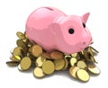 Money Box pig with gold coins Royalty Free Stock Photo