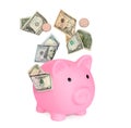 Money box. Pink piggy bank isolated Royalty Free Stock Photo