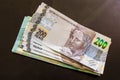 Money in Brazil. 200 Brazilian banknotes ReaÃÂ­s Real R$ BRL