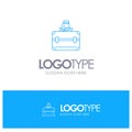 Money, Briefcase, Case, Bag Blue outLine Logo with place for tagline