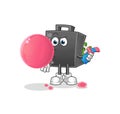 Money briefcase chewing gum vector. cartoon character