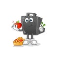 Money briefcase eating an apple illustration. character vector Royalty Free Stock Photo