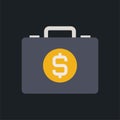 Money briefcase - Flat color image.