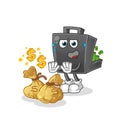 Money briefcase refuse money illustration. character vector Royalty Free Stock Photo