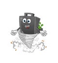 Money briefcase in the tornado cartoon character vector Royalty Free Stock Photo