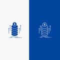 Money, Bundle, Transfer, Coins Line and Glyph Solid icon Blue banner Line and Glyph Solid icon Blue banner Royalty Free Stock Photo