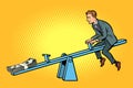 Money business balance. Of a seesaw. Swing Board balancer Royalty Free Stock Photo