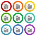 Money, business and finance vector icons, set of colorful flat design buttons for webdesign and mobile applications Royalty Free Stock Photo