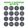 Money and business linear icons set. Thin outline