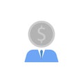 Money, businessman, dollar, investor two color blue and gray icon