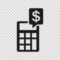 Money calculation icon in transparent style. Budget banking vector illustration on isolated background. Financial payment business