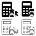 Money calculation icon vector set. Budget illustration sign collection. Financial payment symbol. banking logo.