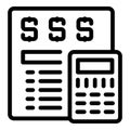 Money calculator icon outline vector. Revenue agency