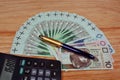 Money calculator pen Royalty Free Stock Photo