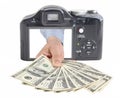 Money from camera Royalty Free Stock Photo