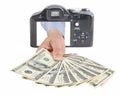 Money from camera Royalty Free Stock Photo