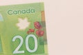 Money from Canada. Dollars. Detail close up shot Royalty Free Stock Photo