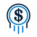 Money capital growth icon, capital increase, savings accumulation, dollar rate increase sign - vector