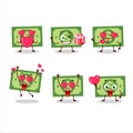 Money cartoon character with love cute emoticon