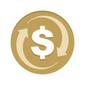 Money Cash back golden icon