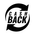 Money cash back icon. Black and white emblem. Royalty Free Stock Photo