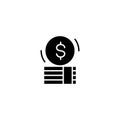 Money cash black icon concept. Money cash flat vector symbol, sign, illustration.