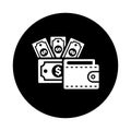 Money, cash, collection icon. Black vector design