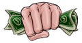 Money Cash Fist Hand Comic Pop Art Cartoon Royalty Free Stock Photo