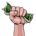 Money Cash Fist Hand Comic Pop Art Cartoon Royalty Free Stock Photo