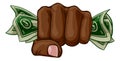 Money Cash Fist Hand Comic Pop Art Cartoon Royalty Free Stock Photo