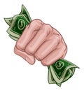 Money Cash Fist Hand Comic Pop Art Cartoon Royalty Free Stock Photo