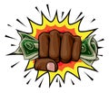 Money Cash Fist Hand Comic Pop Art Cartoon Royalty Free Stock Photo