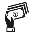 Money cash hand icon, simple style