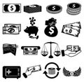 Money cash icons set